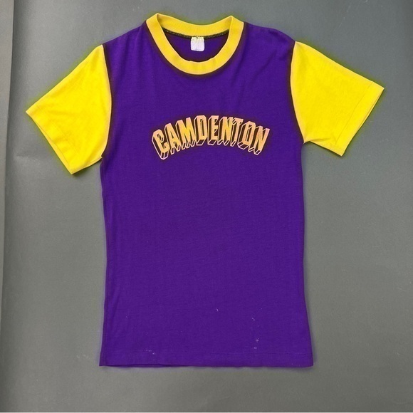Vintage Tops - Vintage 1980s Single Stitched Graphic Color Blocked Tee Shirt 🍇 🍋